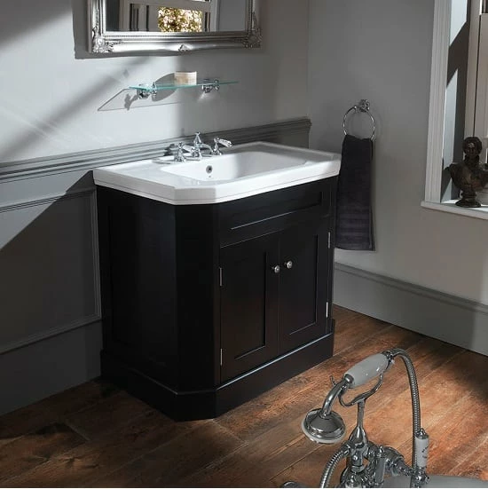 Empire Art Deco 920 Cabinet In Black With 920mm Inset Basin | OFB 3 Empire Art Deco 920 Cabinet In Black With 920mm Inset Basin | OFB