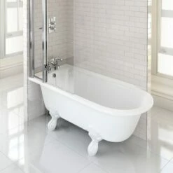 Burlington Hampton 150cm Left Handed Showering Bath With Standard Feet | Old Fashioned Bathrooms