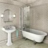 Hampton 170cm Left Handed Showering Bath With Standard Feet | Old Fashioned Bathrooms -UK Bathroom Supplies Sales Store Burlington Shower Bath 170cm Left