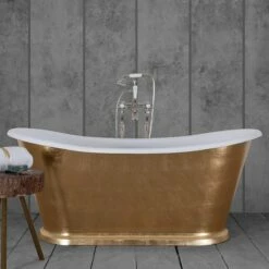 Hurlingham Caravel Bateau Cast Iron Bath 1675mm | Old Fashioned Bathrooms -UK Bathroom Supplies Sales Store Caravel Cast Iron Bateau Bath In Gold Leaf