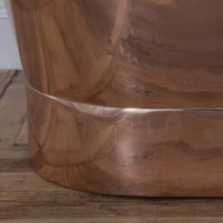 Copper Normandy Bateau Bath - Copper Exterior & Nickel Interior | Suffolk -UK Bathroom Supplies Sales Store Coper Bateau Bath with Polished Nickel Interior Close Up 2
