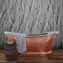 Hurlingham Bulle Copper Bath - Copper Exterior & Nickel Interior | OFB