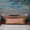 Hurlingham Bulle Reserve Copper Bath - Copper Exterior & Nickel Interior -UK Bathroom Supplies Sales Store Copper Bulle Reserve Bath 2000mm Nickel