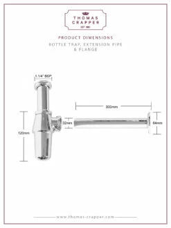 Thomas Crapper Horton Cloakroom Basin Set -UK Bathroom Supplies Sales Store Dim 202222 Bottle Trap Ext Pipe