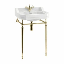 Burlington Edwardian 56cm Basin With Chrome Stand -UK Bathroom Supplies Sales Store Edwardian 560mm Basin with Gold Washstand 1
