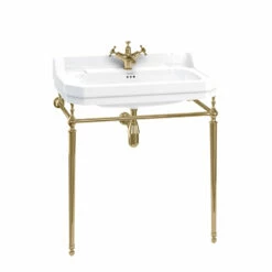 Burlington Edwardian 80cm Basin With Basin Stand | OFB -UK Bathroom Supplies Sales Store Edwardian 800mm Basin with Gold Washstand