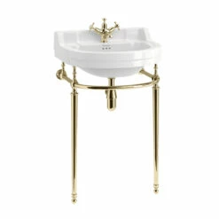 Burlington 56cm Round Basin With Stand -UK Bathroom Supplies Sales Store Edwardian Round 560mm Basin with Gold Washstand