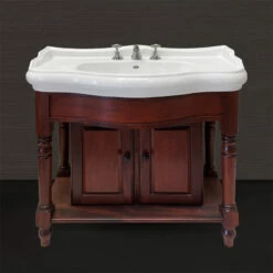 Foresters 100cm Period Basin & Oak Cabinet | Old Fashioned Bathrooms -UK Bathroom Supplies Sales Store Foresters 100cm Bow Front Unit Mahogany
