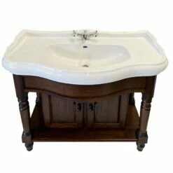 Foresters 100cm Period Basin & Oak Cabinet | Old Fashioned Bathrooms -UK Bathroom Supplies Sales Store Foresters Bow Fronted Cabinet 44