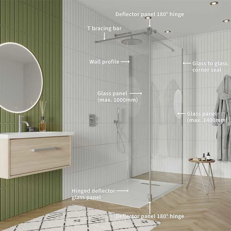 Crosswater 'Gallery 10' Glass Corner With Hinged Deflector | Suffolk 4 Crosswater 'Gallery 10' Glass Corner With Hinged Deflector | Suffolk - Image 2