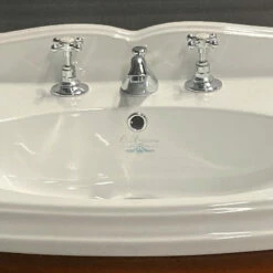 Old England Suffolk Console Basin With Curved Front Vanity Unit -UK Bathroom Supplies Sales Store Old England Mahogany Vanity Unit with 90cm Console Basin Logo