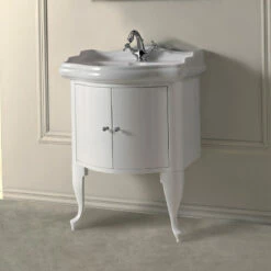 Retro 69cm Basin And Gloss White 2 Door Cabinet | Old Bathrooms -UK Bathroom Supplies Sales Store Retro 69cm Basin White Cabinet