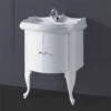 Retro 69cm Basin And Gloss White 2 Door Cabinet | Old Bathrooms -UK Bathroom Supplies Sales Store Retro White Glass Vanity and Basin