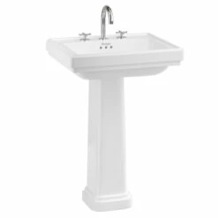 Riviera 580mm Square Basin With Riviera Full Pedestal | OFB -UK Bathroom Supplies Sales Store Riviera 580mm Square Basin with Riviera Full Pedestal 3 tap hole