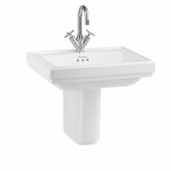 Riviera 580mm Square Basin & Semi Pedestal | Old Fashioned Bathrooms -UK Bathroom Supplies Sales Store Riviera 580mm Square Basin with Riviera Semi Pedestal 1 tap hole