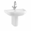 Riviera 650mm D Shape Basin & Semi Pedestal | OFB -UK Bathroom Supplies Sales Store Riviera 650mm D Shape Basin with Riviera Semi Pedestal 1 tap hole 1