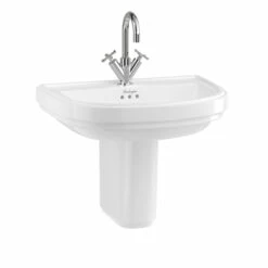 Riviera 580mm D Shape Basin & Semi Pedestal | OFB -UK Bathroom Supplies Sales Store Riviera 650mm D Shape Basin with Riviera Semi Pedestal 1 tap hole