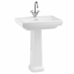 Riviera 650mm Square Basin & Full Pedestal | Old Fashioned Bathrooms -UK Bathroom Supplies Sales Store Riviera 650mm Square Basin with Riviera Full Pedestal 1 tap hole