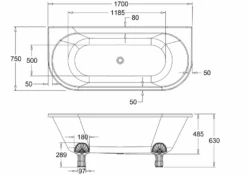 Burlington Avantgarde Back-to-wall 170cm Traditional Bath | Old Fashioned Bathrooms -UK Bathroom Supplies Sales Store T12D L3C L3W L3B