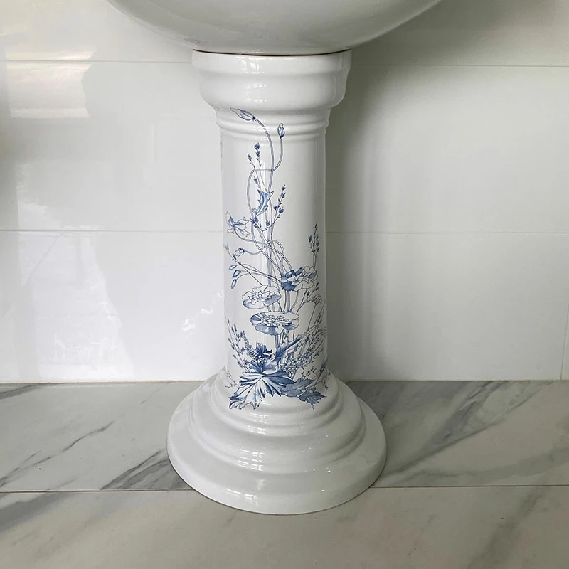 Old Fashioned Bathrooms - Victorian Blue Floral Large Basin And Pedestal 7 Old Fashioned Bathrooms - Victorian Blue Floral Large Basin And Pedestal - Image 5