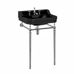 Burlington Edwardian 56cm Basin With Stand | Jet Black