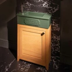 Thomas Crapper Bentham Cloakroom Unit & Basin -UK Bathroom Supplies Sales Store bentham oak cloakroom unit forest green basin