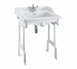 Burlington Classic 65cm Basin With Aluminium Stand | OFB -UK Bathroom Supplies Sales Store burlington georgian washstand with classic basin 1