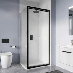 Crosswater 'Clear 6' Infold Door & (Optional) Side Panel - Matt Black Finish