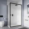 Crosswater 'Clear 6' Sliding Door & (Optional) Side Panel - Matt Black -UK Bathroom Supplies Sales Store clear 6 mb single sliding door with side panel w900 h900