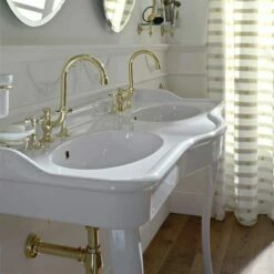 Palladio Double Console Basin On Ceramic Legs | OFB 9 Palladio Double Console Basin On Ceramic Legs | OFB -UK Bathroom Supplies Sales Store palladio 150 double console 4