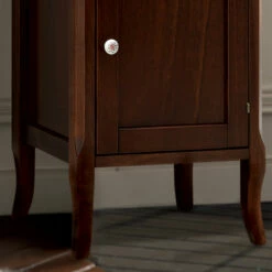 Retro Tall Walnut Display Cabinet | Old Fashioned Bathrooms 9 Retro Tall Walnut Display Cabinet | Old Fashioned Bathrooms -UK Bathroom Supplies Sales Store tall display cabinet close up3